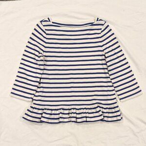 Kate Spade Broome Street Striped Peplum Tee SZ M
